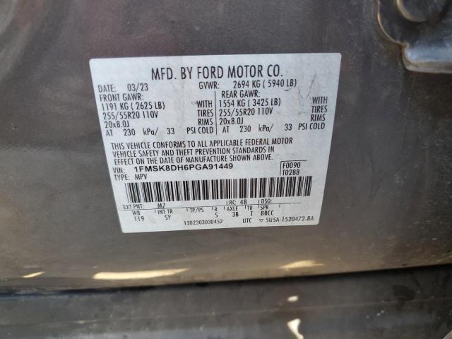 1FMSK8DH6PGA91449 - 2023 FORD EXPLORER XLT ნაცრისფერი ფოტო 13