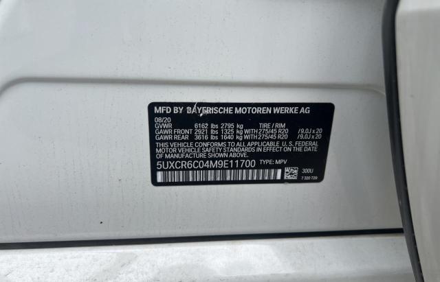 5UXCR6C04M9E11700 - 2021 BMW X5 XDRIVE40I WHITE photo 10