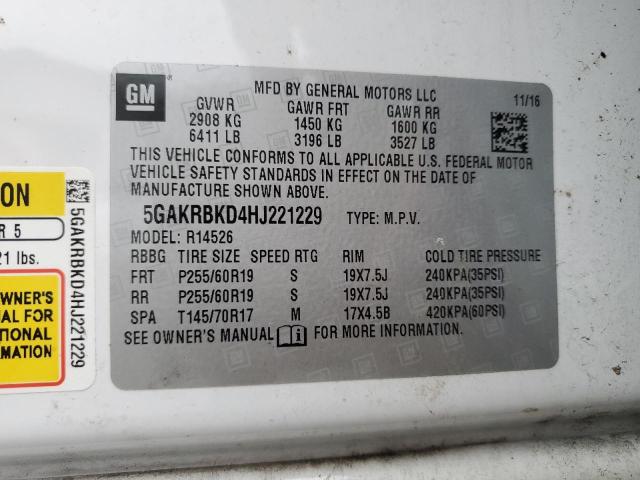 5GAKRBKD4HJ221229 - 2017 BUICK ENCLAVE Beyaz fotoğraf 13