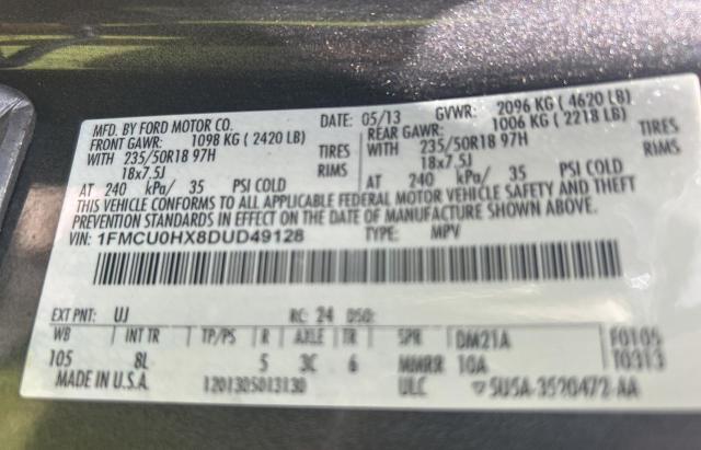 1FMCU0HX8DUD49128 - 2013 FORD ESCAPE SEL GRAY photo 10