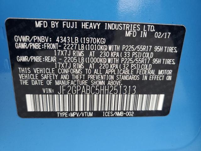 JF2GPABC5HH251313 - 2017 SUBARU CROSSTREK PREMIUM 蓝色 照片 13