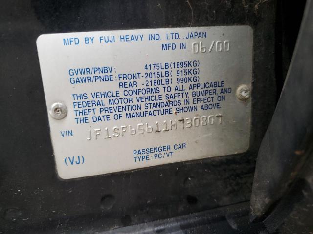 JF1SF65611H730807 - 2001 SUBARU FORESTER S BLACK photo 13