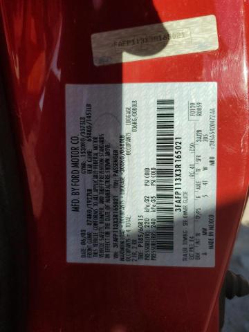 3FAFP113X3R165021 - 2003 FORD ESCORT ZX2 RED photo 12