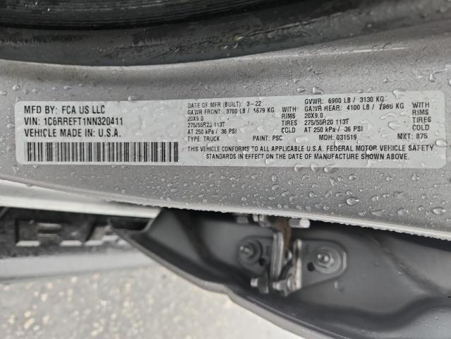 1C6RREFT1NN320411 - 2022 RAM 1500 BIG HORN/LONE STAR SILVER photo 12