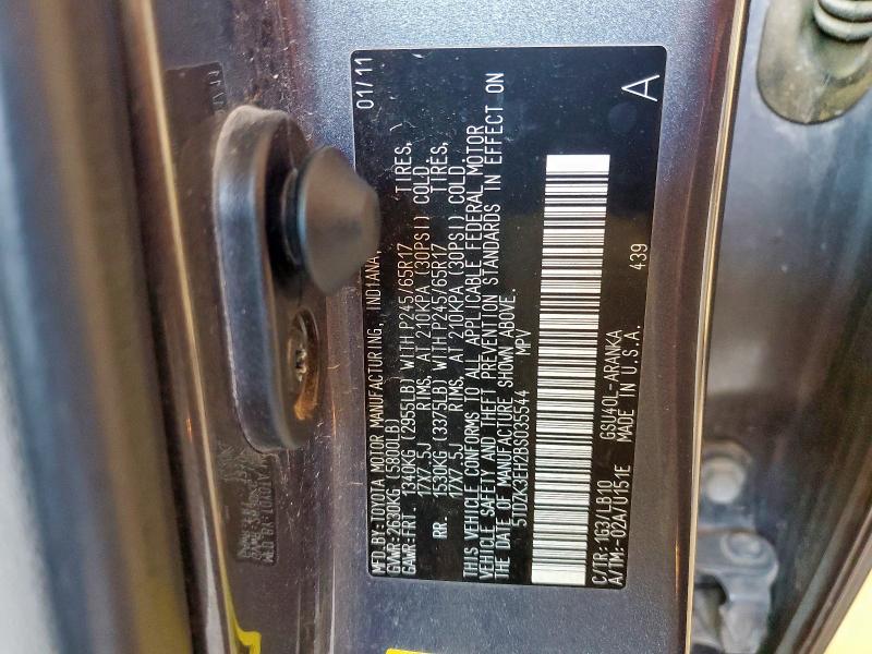 5TDZK3EH2BS035544 - 2011 TOYOTA HIGHLANDER BASE Gris foto 13