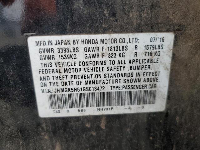 JHMGK5H51GS013472 - 2016 HONDA FIT LX GRAY photo 12