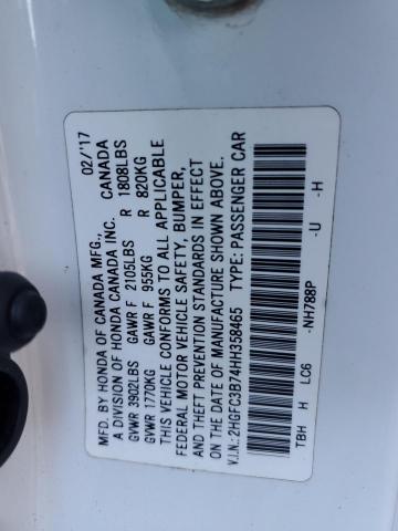 2HGFC3B74HH358465 - 2017 HONDA CIVIC EXL WHITE photo 13
