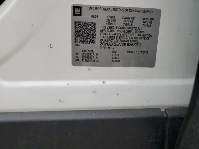 2GNAXSEV3K6263911 - 2019 CHEVROLET EQUINOX LS WHITE photo 13