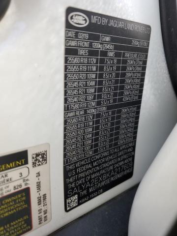 SALYA2EX8KA217609 - 2019 LAND ROVER RANGE ROVE أبيض صورة 13