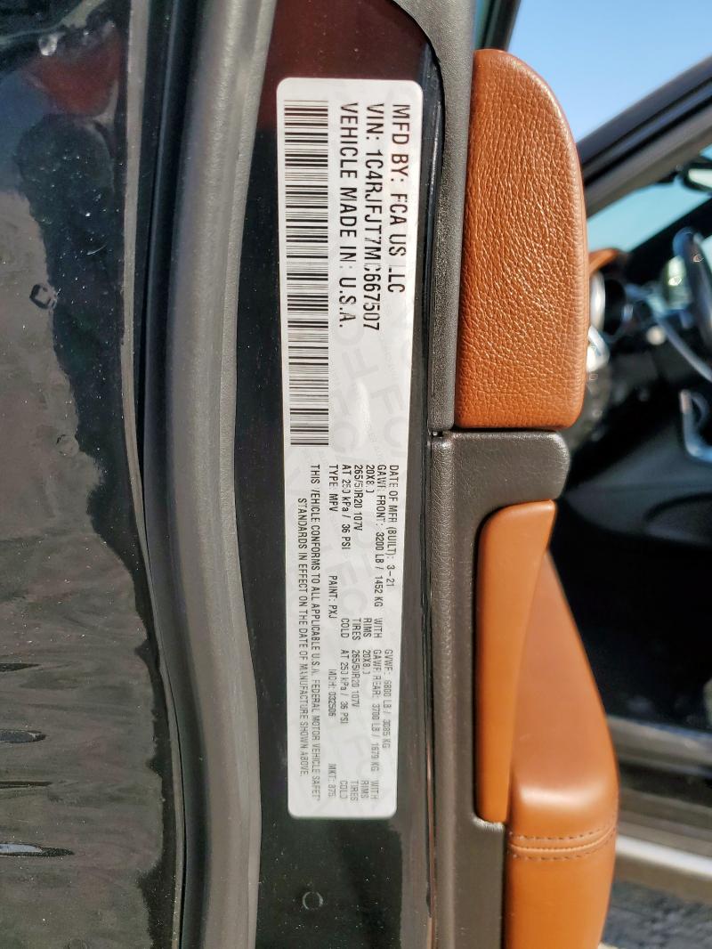 1C4RJFJT7MC667507 - 2021 JEP GRAND CHEROKEE SUMMIT BLACK photo 13