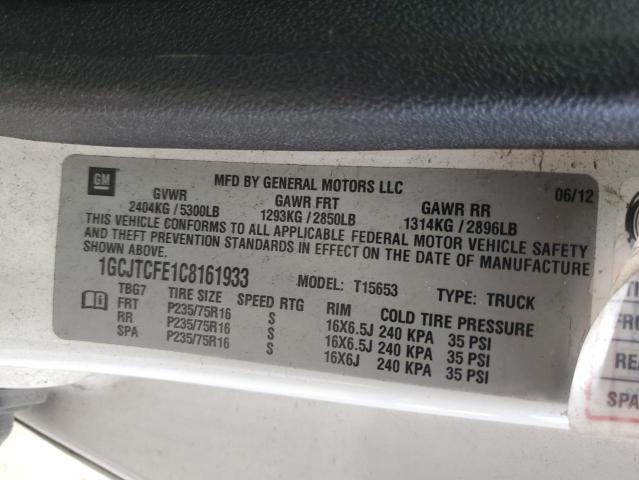 1GCJTCFE1C8161933 - 2012 CHEVROLET COLORADO LT WHITE photo 12