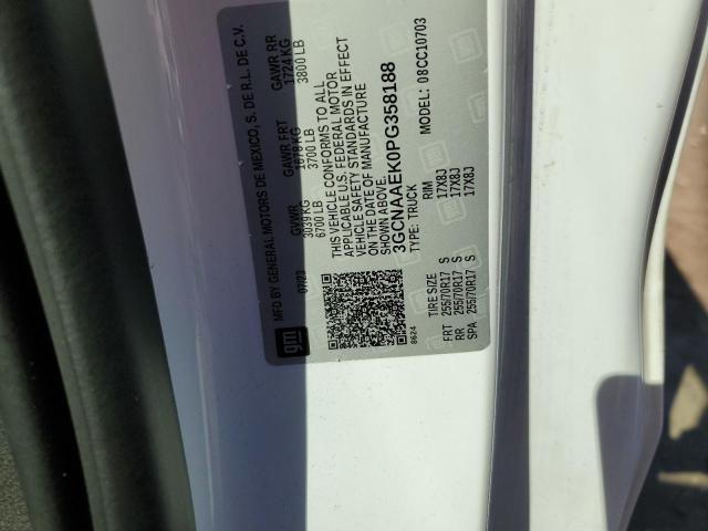 3GCNAAEK0PG358188 - 2023 CHEVROLET SILVERADO C1500 WHITE photo 12