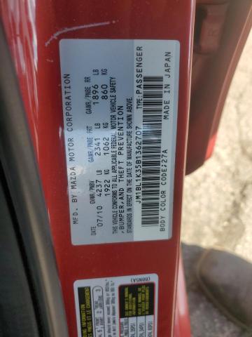 JM1BL1K35B1362707 - 2011 MAZDA SPEED 3 RED photo 12