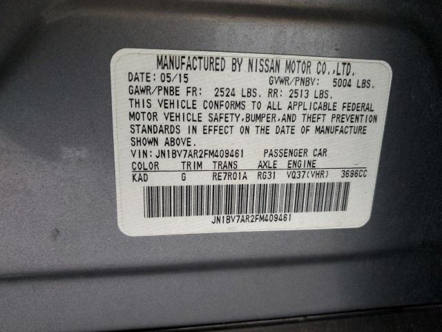 JN1BV7AR2FM409461 - 2015 INFINITI Q50 BASE 灰色 照片 12