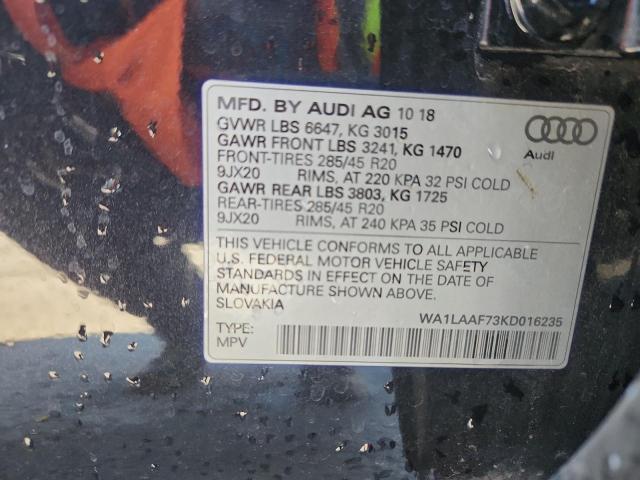 WA1LAAF73KD016235 - 2019 AUDI Q7 PREMIUM PLUS أسود صورة 14