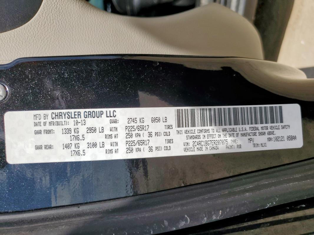 2C4RC1BG7ER207075 - 2014 CHRYSLER TOWN & COU TOURING BLACK photo 14