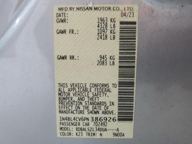 1N4BL4CV6PN386926 - 2023 NISSAN ALTIMA SR SILVER photo 12