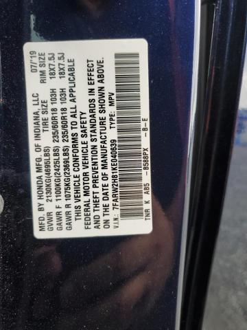 7FARW2H81KE040639 - 2019 HONDA CR-V EXL Синій фото 14