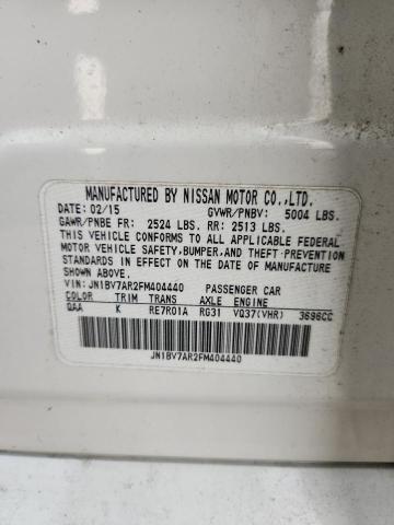 JN1BV7AR2FM404440 - 2015 INFINITI Q50 BASE WHITE photo 12