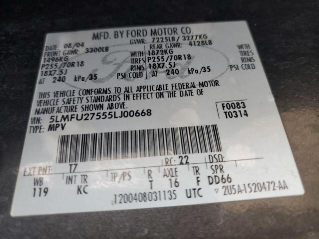 5LMFU27555LJ00668 - 2005 LINCOLN NAVIGATOR ნაცრისფერი ფოტო 13