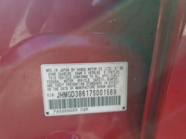 JHMGD38617S001569 - 2007 HONDA FIT S RED photo 12
