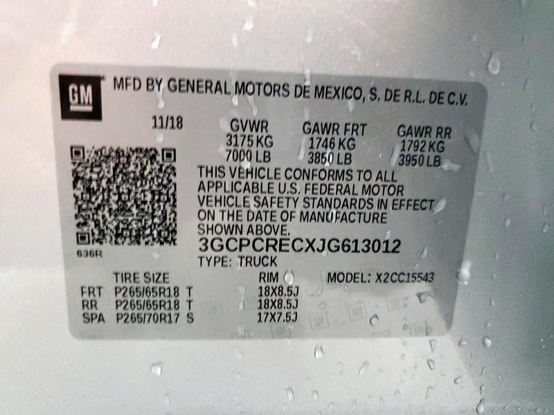 3GCPCRECXJG613012 - 2018 CHEVROLET SILVERADO C1500 LT 银色 照片 12