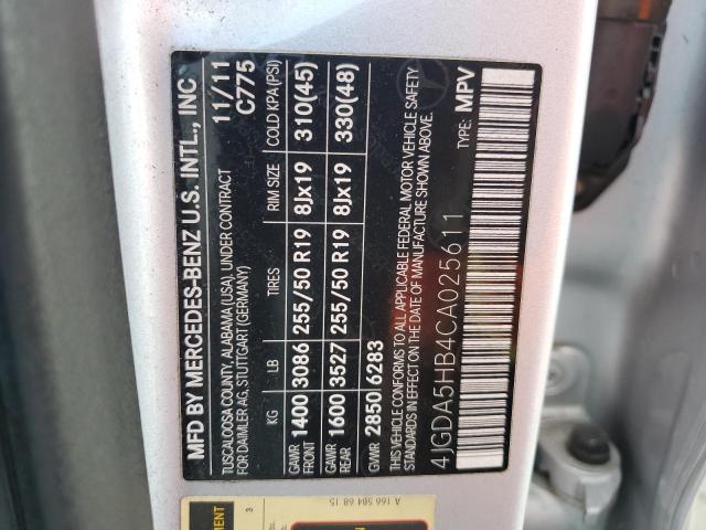 4JGDA5HB4CA025611 - 2012 MERCEDES-BENZ ML 350 4MATIC SILVER photo 13