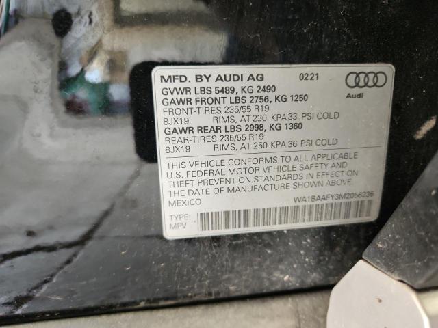 WA1BAAFY3M2056236 - 2021 AUDI Q5 PREMIUM PLUS BLACK photo 13