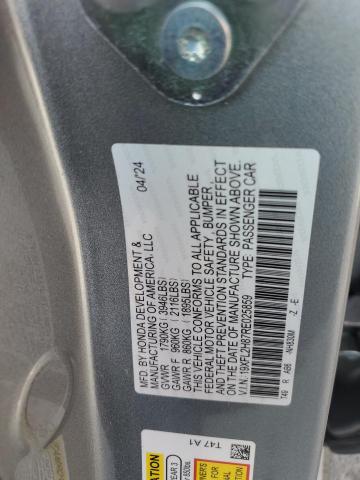 19XFL2H87RE025859 - 2024 HONDA CIVIC SPORT SILVER photo 12