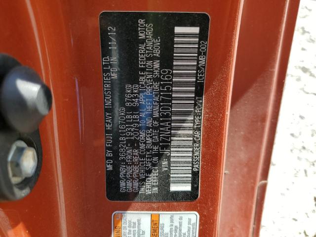 JF1ZNAA13D1715169 - 2013 TOYOTA SCION FR-S ORANGE photo 13