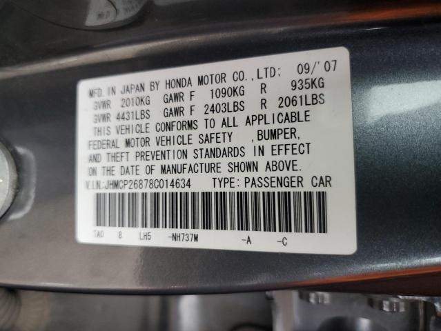 JHMCP26878C014634 - 2008 HOND ACCORD EXL GRAY photo 13