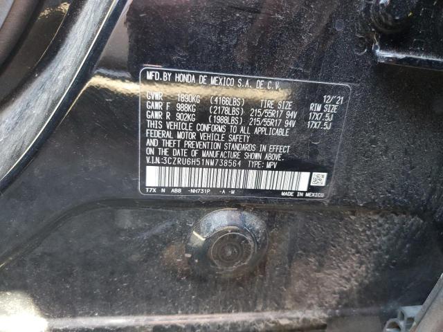 3CZRU6H51NM738564 - 2022 HONDA HR-V EX Қара фото 12