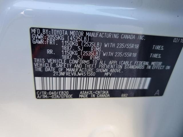 2T3NFREV8JW451560 - 2018 TOYOTA RAV4 SE 白色 照片 13