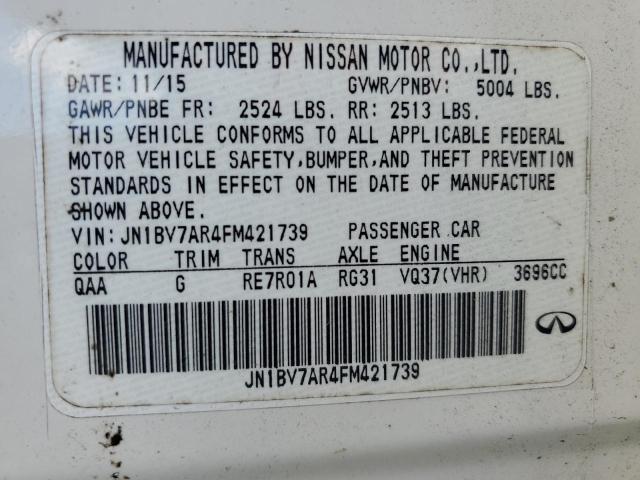 JN1BV7AR4FM421739 - 2015 INFINITI Q50 BASE WHITE photo 12