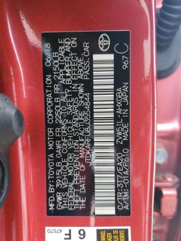 JTDKARFU8J3554844 - 2018 TOYOTA PRIUS 红色 照片 12