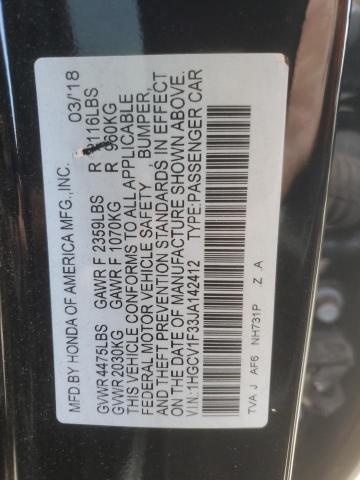 1HGCV1F33JA142412 - 2018 HONDA ACCORD SPORT BLACK photo 12