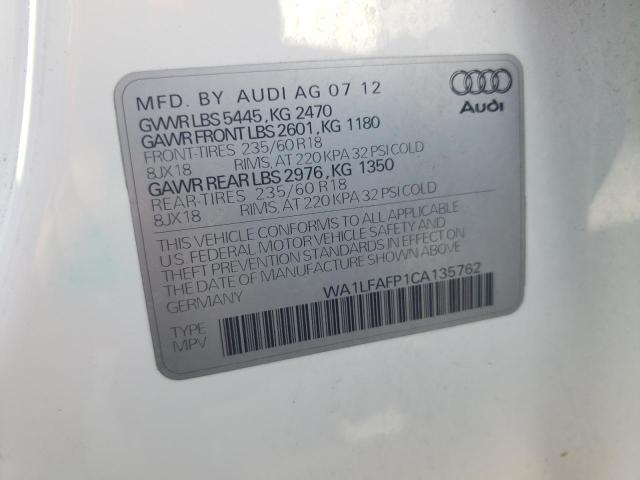 WA1LFAFP1CA135762 - 2012 AUDI Q5 PREMIUM PLUS WHITE photo 12