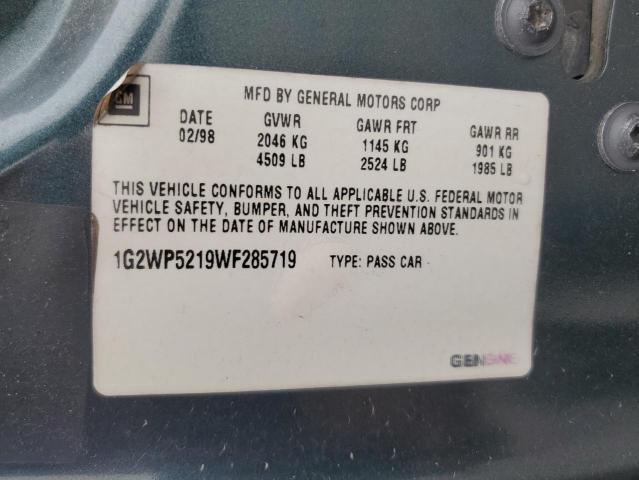 1G2WP5219WF285719 - 1998 PONTIAC GRAND PRIX GTP მწვანე ფოტო 12