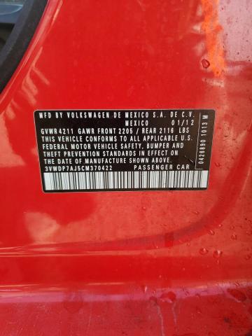 3VWDP7AJ5CM370422 - 2012 VOLKSWAGEN JETTA SE Qırmızı foto 12