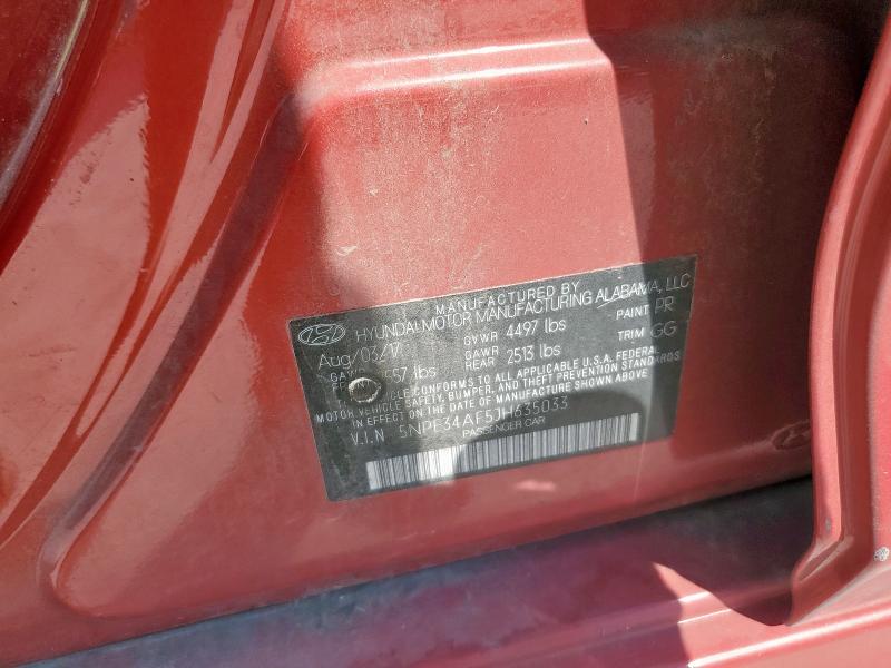 5NPE34AF5JH635033 - 2018 HYUNDAI SONATA SPORT 红色 照片 12