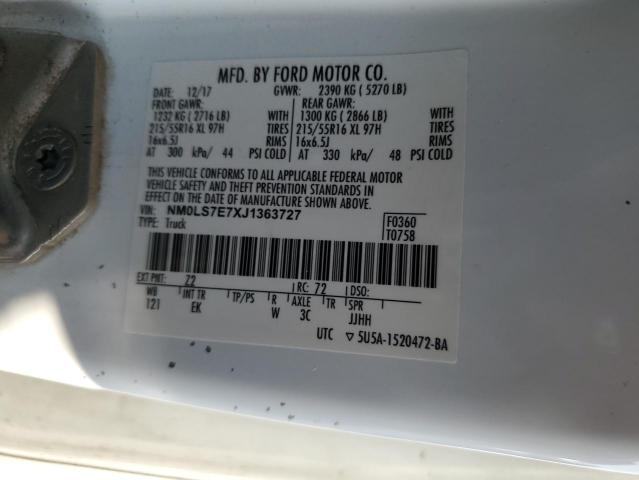 NM0LS7E7XJ1363727 - 2018 FORD TRANSIT CO XL WHITE photo 14