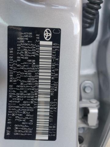 5YFB4MDE3RP105256 - 2024 TOYOTA COROLLA LE ვერცხლისფერი ფოტო 12