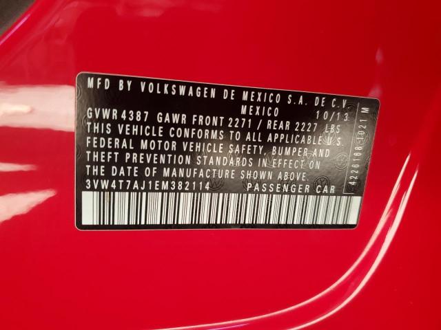 3VW4T7AJ1EM382114 - 2014 VOLKSWAGEN JETTA GLI RED photo 12
