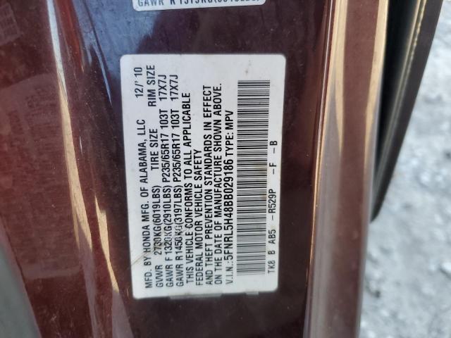 5FNRL5H48BB029186 - 2011 HONDA ODYSSEY EX MAROON photo 13