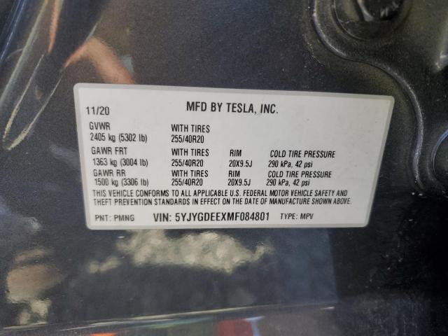 5YJYGDEEXMF084801 - 2021 TESLA MODEL Y 灰色 照片 13