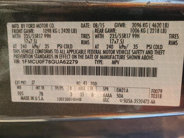 1FMCU0F78GUA62279 - 2016 FORD ESCAPE S GRAY photo 13