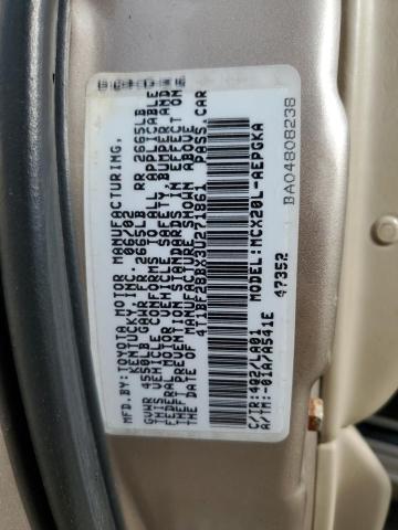 4T1BF28BX3U271861 - 2003 TOYOTA AVALON XL 金色 照片 12