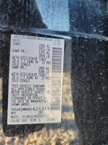 5N1AR2MMXDC621314 - 2013 NISSAN PATHFINDER S 黑色 照片 12