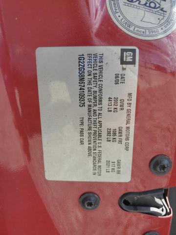 1G2ZG58N674109375 - 2007 PONTIAC G6 BASE RED photo 12