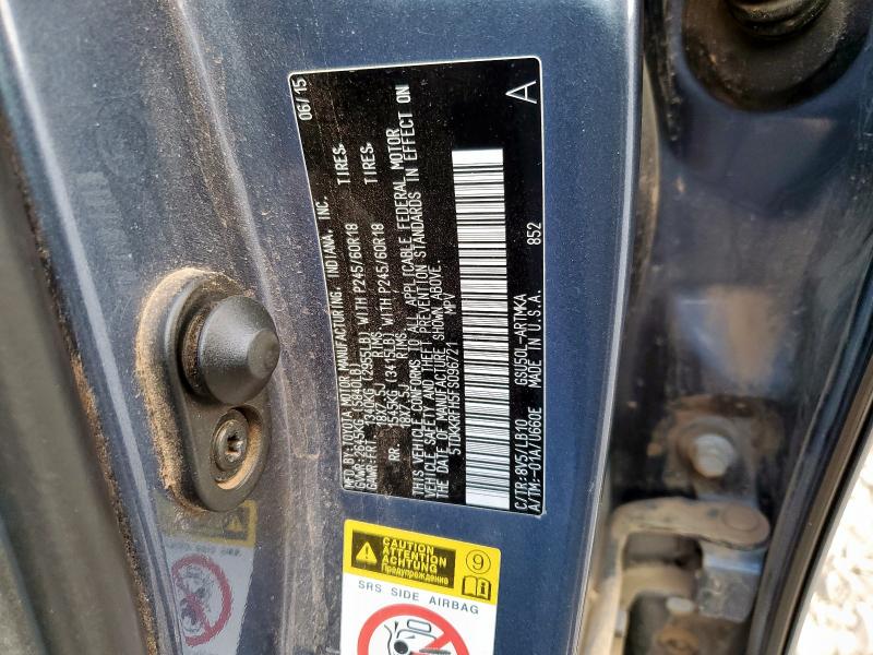 5TDKKRFH5FS096721 - 2015 TOYOTA HIGHLANDER XLE Bleu photo 13